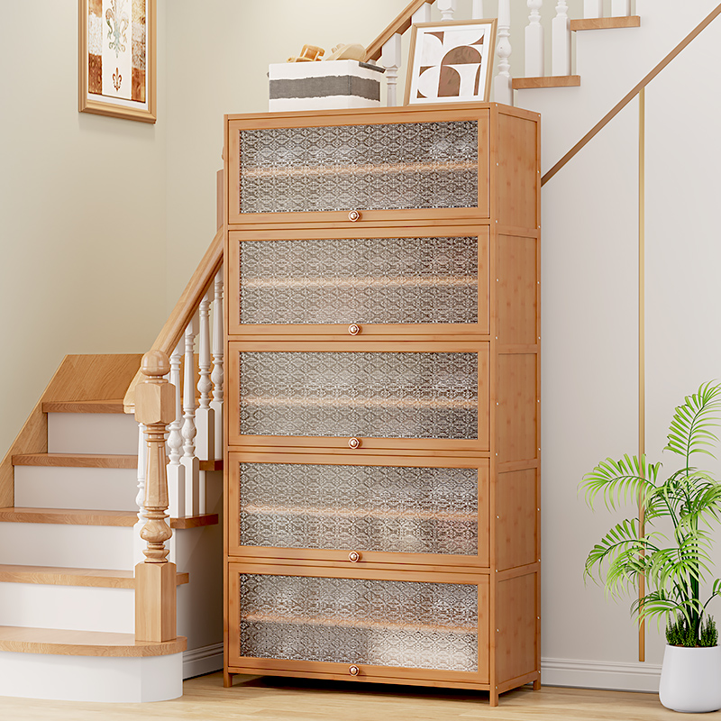 Shoe Cabinet Large Capacity Shoe Rack Subwood-proof dust-proof indoor bamboo doorway Home Doorway Hallway Balcony Floor-Taobao