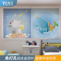 Imefen without punch mounting aluminum shutters childrens room cartoon shading lifting roll curtains