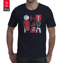 China Open China Open Classic Pattern Short sleeve T-shirt Pure Cotton creative design tennis theme