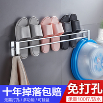 Punch-free bathroom trailer rack wall-mounted toilet storage artifact door rear drain hanger toilet