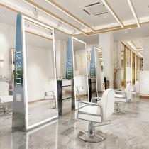 Net Red Barber shop mirror table hair salon special wall salon mirror with LED light single-sided hair cut perm mirror