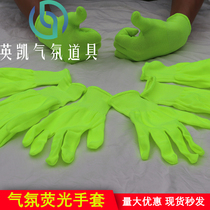 Fluorescent gloves bar atmosphere props fluorescent green stage atmosphere tramping gloves nightclub interactive props self-luminous