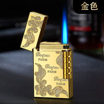 Net red Lang Sound straight punching lighter Inflatable Side Slide Grinding Wheel Windproof Personality Metal Creative Send Boyfriend Custom Tide