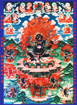 Customized four arms Mahagala portrait of wooden statue of Buddha image auspicious Yi - nan four arms large black paper seal