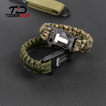 TigerDog Tactical umbrella rope Bracelet knife Outdoor survival self-defense hand rope Mens braided multi-function open bottle light fire