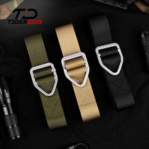 TigerDog Tactical Belt Triangle Metal Buckle Mens Nylon Woven Wild Casual Outdoor Belt Canvas