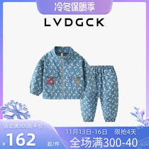 LVDGCK Girls Suit 2022 New Spring and Autumn Loading Children Printed Cowboy Two Packages