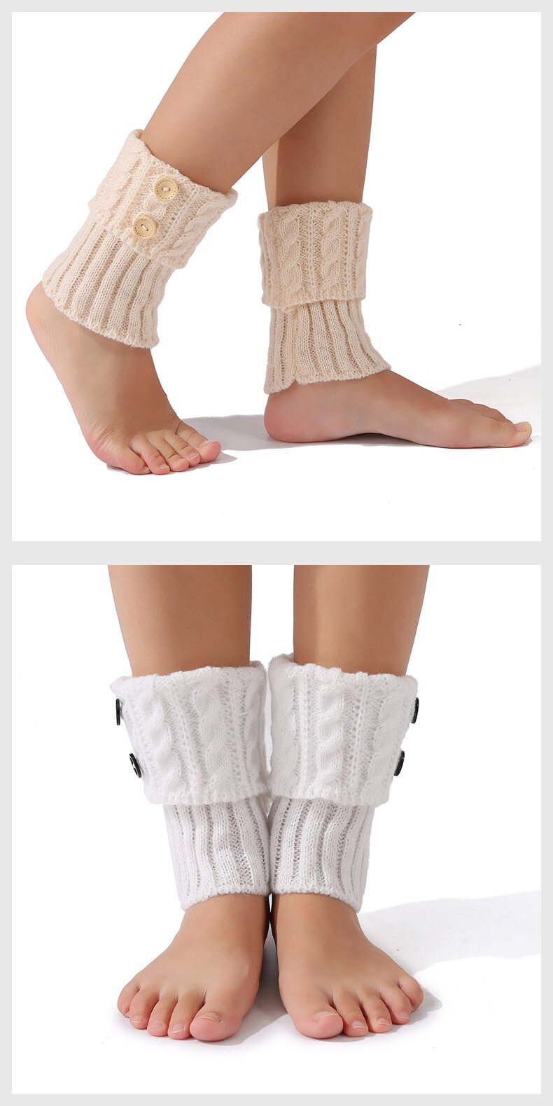 脚套女毛线保暖腿套翻口纽扣鞋靴套护腿袜套护脚腕防寒护踝脚踝
