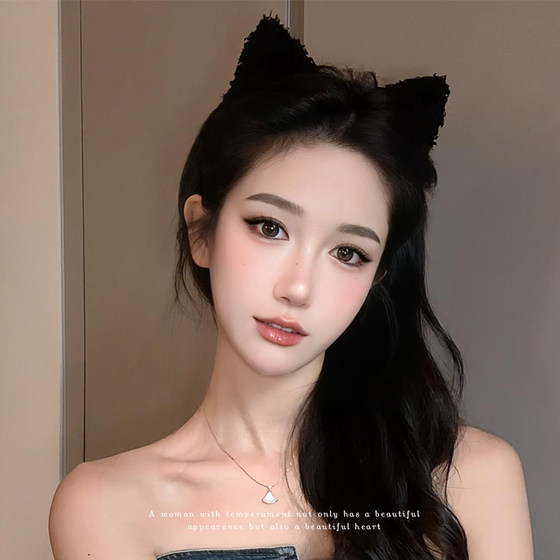 여성용 귀여운 얼굴 세척 헤어 밴드 2025 새로운 플러시 고양이 귀가 얼굴과 나이 감소 머리띠 여름 검은 새끼 고양이 헤어 카드를 보여주는 여성용 귀여운 얼굴 세척 헤어 밴드 2025 새로운 플러시 고양이 귀가 얼굴과 나이 감소 머리띠 여름 검은 새끼 고양이 헤어 카드를 보여주는