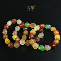 Arashan Manau Hand strings Colourful Jade Jewellery Natural Gobi Stone Salt Source Traffic Light Sugar Heart Stones Original Stone Bracelet