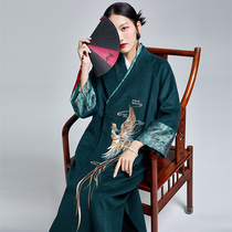 2020 winter New Chinese style retro fox fur embroidery Chinese woolen coat long woolen coat women