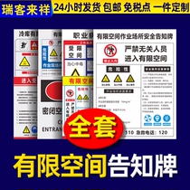 Limited space safety warning card Safety warning card Closed restricted space warning sign No entry sign Management system sign risk point Fire warning sign sign