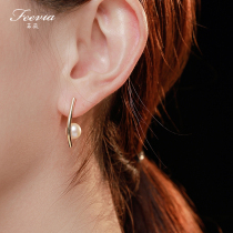 New S925 sterling silver freshwater pearl studs female simple temperament earrings earrings personality versatile cold wind earrings