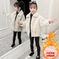 Girl Jacket Autumn Winter 2022 New CUHK Child Loose Fashion Foreign Air Children Sheep Lamb Wool Warm Thickened Winter Clothing