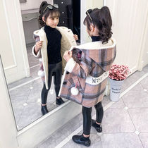 Girl child Hooded Jacket Autumn Winter 2022 New CUHK Tong Suede Foreign Air Clothing children Maos Korean version of blouses