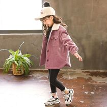 Girl Jacket Autumn Winter Clothing 2022 New Children Light Core Suede Plus Cotton Jacket CUHK Children Fashion Lamb Suede Cotton Clots