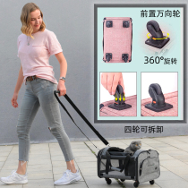 Concealed large number of pets Outside Pull Rod Box Bag Breathable Portable Single Shoulder Carry-on Kitty Packaging Two Puppy Bags