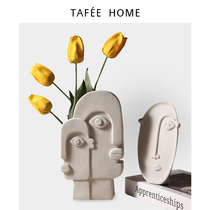 TaFee ins Wind vase white face ceramic flower living room model room decoration Jingdezhen ceramic ornaments