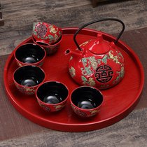 Wedding tea set wedding high-end tea set luxury wedding tea set set dowry red pottery