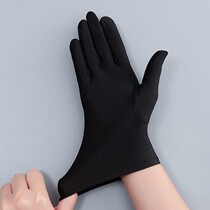Spring and autumn thin gloves summer ice silk sunscreen protection etiquette elastic work breathable driving UV protection men and women
