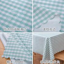 Picnic tablecloth fabric waterproof anti-scalding oil-proof disposable pvc pastoral small lattice hipster Net red ins Wind coffee table