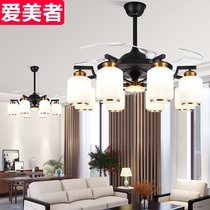 Fan chandelier living room ceiling fan lamp new Chinese style with electric fan lamp fan Integrated Household invisible frequency conversion 2021 New