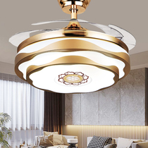 Golden fan lamp invisible ceiling fan lamp light luxury household chandelier with electric fan dining room living room silent lamp fan integrated