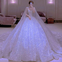 Star light main wedding dress 2020 new bride senior big tailing high end luxury small man long sleeve 2021 Winter