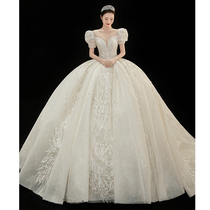 French main wedding dress 2021 new bride temperament high-end atmosphere Princess luxury palace wind small man big tail