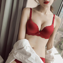 This life year Great red wedding bride lingerie women small breasts gather comfortable flat breasts special without steel ring bra thickened