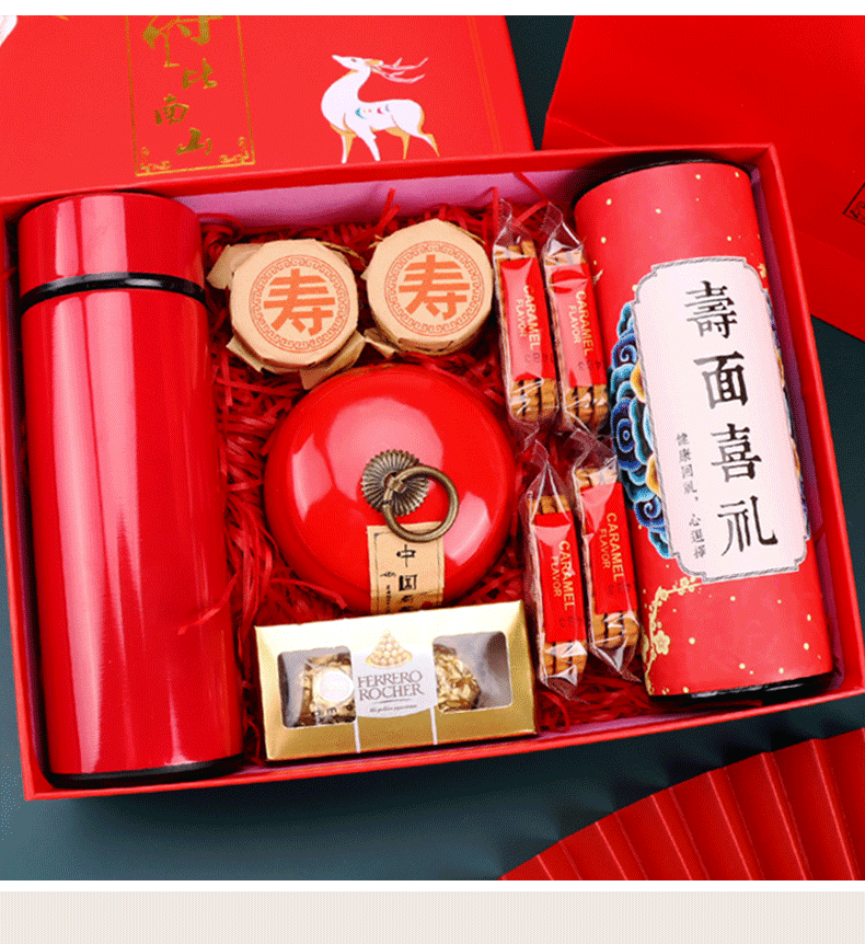 寿礼607080岁老人生日祝寿回礼长寿面寿桃寿宴伴手礼