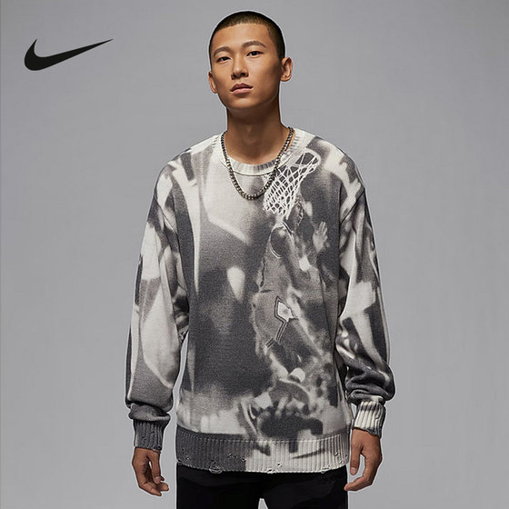 JORDAN Nike men's knitted sweater gray-white tie-dye wool loose pullover round neck top HQ1636-133
JORDAN Nike men's knitted sweater gray-white tie-dye wool loose pullover round neck top HQ1636-133
