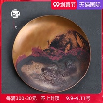 Japanese handmade gilded silver copper coaster retro Zen heat insulation anti-hot tea tray cup holder tea pad kung fu tea ceremony accessories