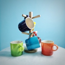 French cool color mug Enamel stoneware Rainbow cup 6-piece set Coffee cup Water cup Ceramic large capacity cup 350ml