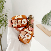 Small Bear Doughnut Airpods3 Gen protective sleeves Cute Silicone Gel apply Apple Bluetooth headphone pro protective shell 2