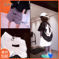 Childrens reflective shorts new summer Korean version of the big childrens quick-drying pants Boys  five-point pants thin tide