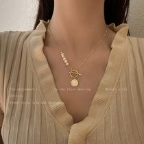 巴洛克异形珍珠拼接项链女法式复古高级设计感小众锁骨链气质颈链
