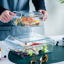 Double layer heat resistant with cover double ear glass saucepan square saucepan oven oven bake special kitchen ware cutlery