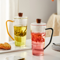 Xinyu three-piece cup Glass cup cover tea cup Filter high borosilicate belt Put green tea cup Tea water separation cup Household cup