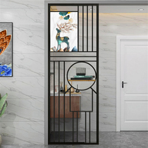Creative Living Room Entrance Belt Painting Screen Modern Minimalist Metal Black Iron Art Genguan Cabinet Decoration Hollowed-out Partition Wall