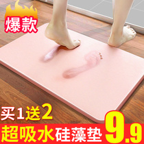 Silicon Algae Mud Water Absorbing Footbed Bathroom Anti-Slip Mat Speed Dry Foot Mat Kieselguhr Toilet Door Doormat For Home Use