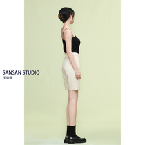 (clear cabin section) white denim shorts female high waist loose summer thin underpants straight up slim 50% pants