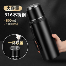 Thermos Cup men and women large capacity portable outdoor 316 stainless steel large Kettle tea cup 1000ml lettering
