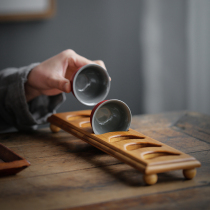 Kung Fu tea road bamboo drying cup storage rack Single-layer tea set rack zero matching convenient drain tea cup holder rack