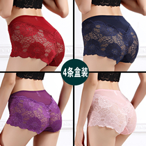4 Dress Spring Summer Ladies Briefs Pure Cotton Big Code Medium-high Waist Modele Lace Woman Breathable to collect Belly Triangle Pants