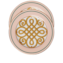 Double J Unisex Filigree Printed Ceramic Dessert Plate (Two-Pack) Faqi