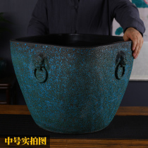 Antique fish tank Large ceramic fish tank Living room floor-to-ceiling retro household landscaping Lotus tank square coarse ceramic fish basin