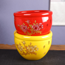Cornucopia small ornaments Jingdezhen ceramics Living room entrance flower pot Shallow goldfish tank flower pot opening decoration