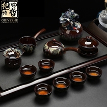 Ji Shizhe high-end Kung Fu tea set Home office meeting guests Chinese light luxury teapot kiln becomes modern living room