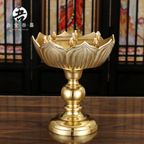 Pure copper candle holder home Buddha front butter lamp Buddha utensils Swastika lotus oil lamp for Buddha offering lamp Buddhist utensils